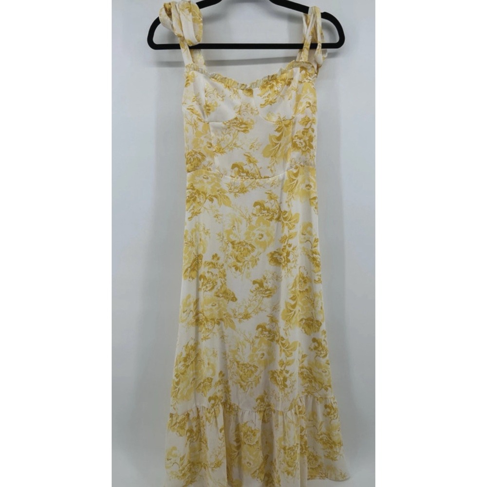 NWOT Aqua Toile De Jouy Floral Corset Dress M Cottagecore Garden French Vacay